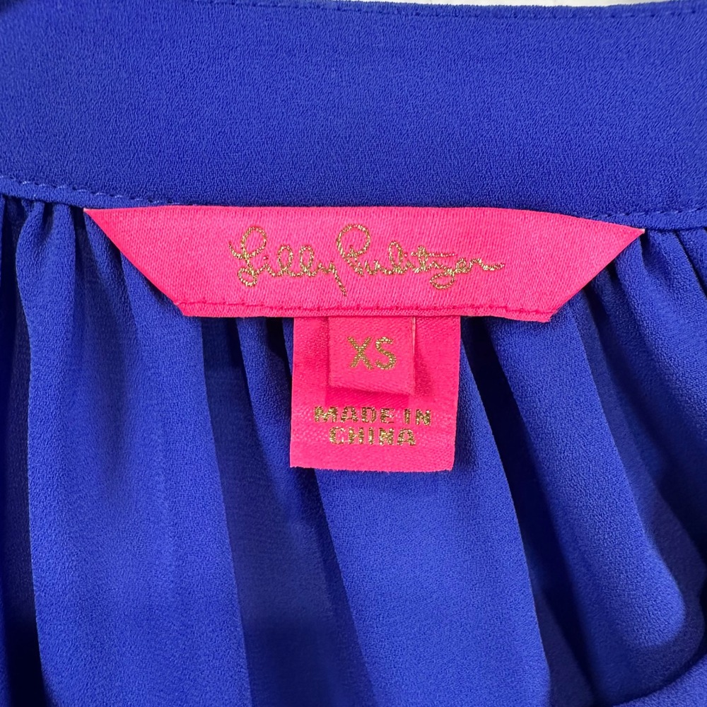 Lilly Pulitzer Blouse Button Down‎ Long Sleeve Top Royal Blue XS - Picture 2 of 4